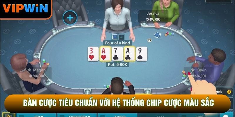 Bàn cược tiêu chuẩn với hệ thống chip cược màu sắc